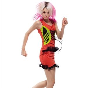 🧡 Adidas Original X Jeremy Scott Fringe tassel Logo neon sport lace up Dress S